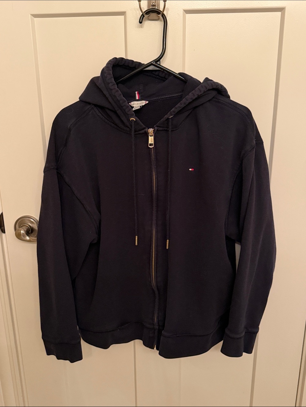 Tommy Hilfiger Navy Full-Zip Hoodie with Flag Logo